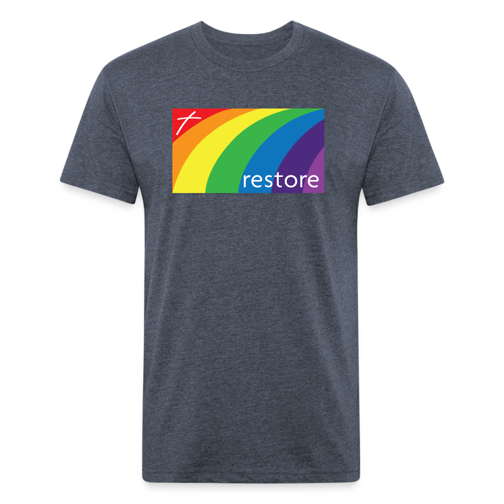 Restore Rainbow - Dark Color Cotton/Poly T-Shirt by Next Level - heather navy