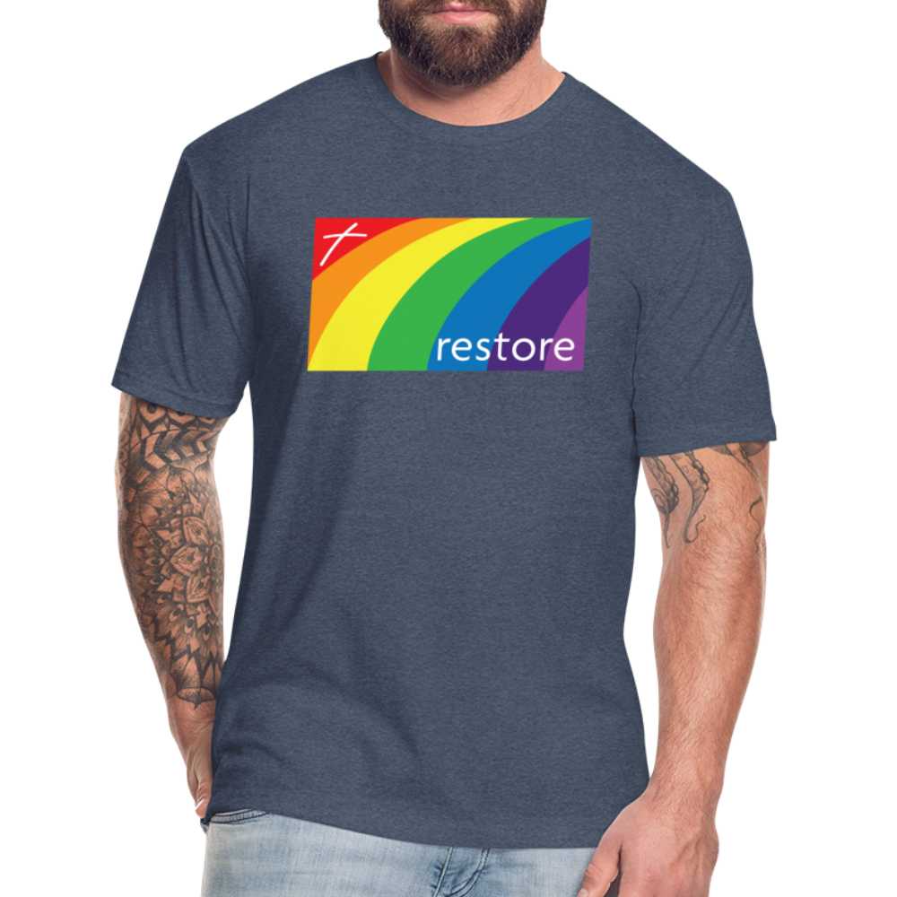 Restore Rainbow - Dark Color Cotton/Poly T-Shirt by Next Level - heather navy