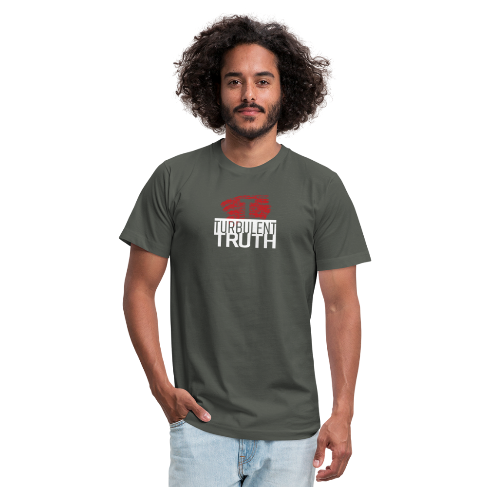 Mens Turbulent Truth T-Shirt by Bella + Canvas - asphalt