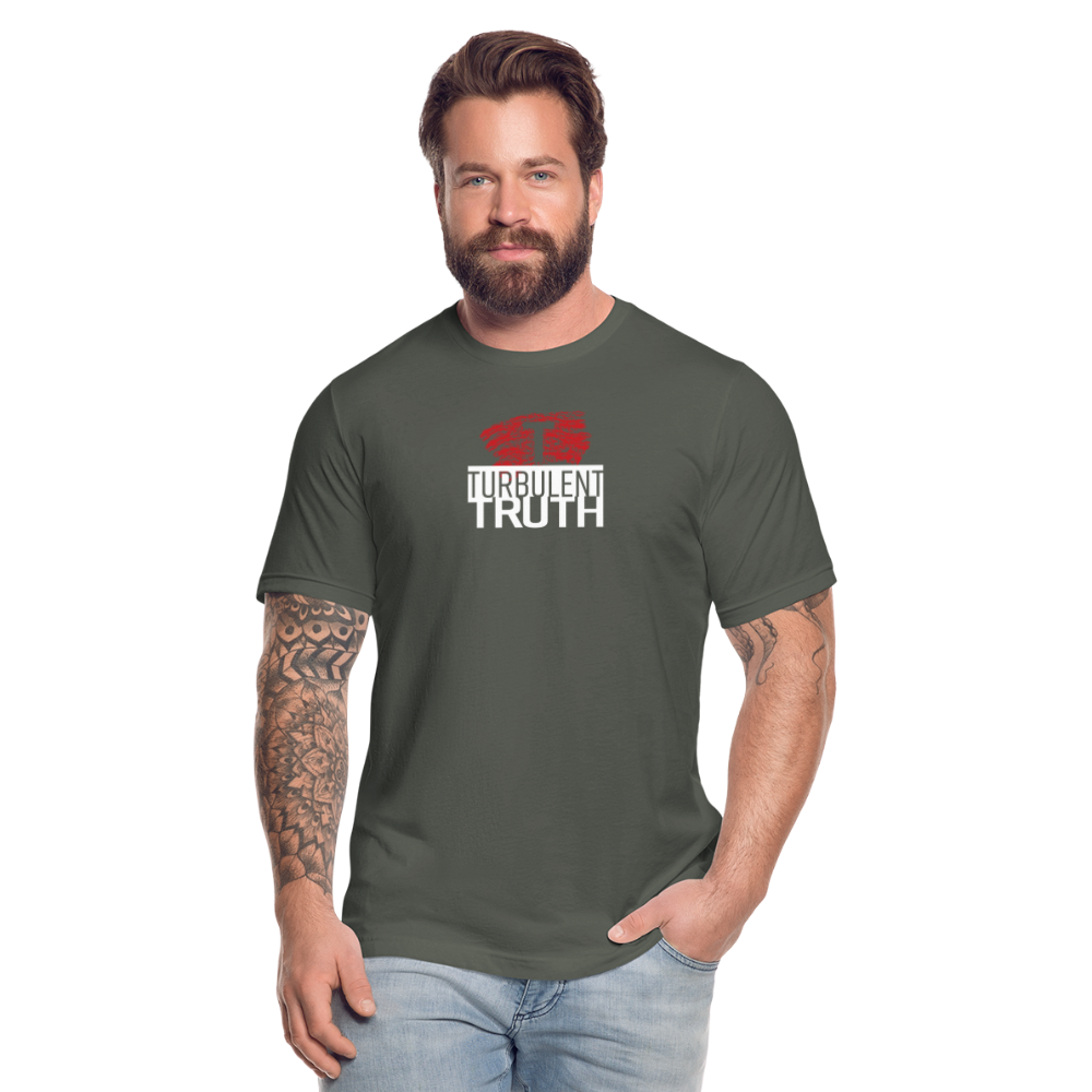 Mens Turbulent Truth T-Shirt by Bella + Canvas - asphalt