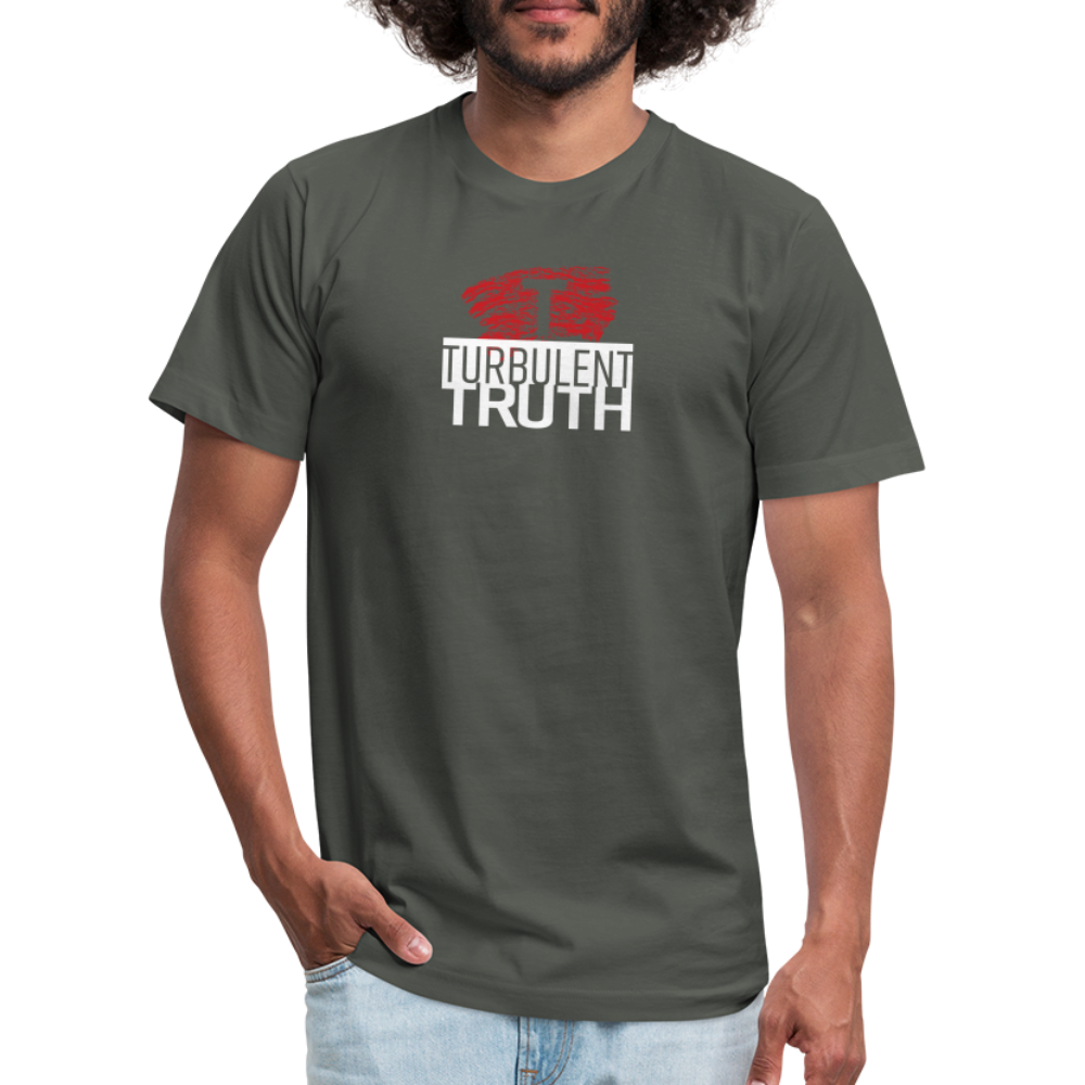 Mens Turbulent Truth T-Shirt by Bella + Canvas - asphalt