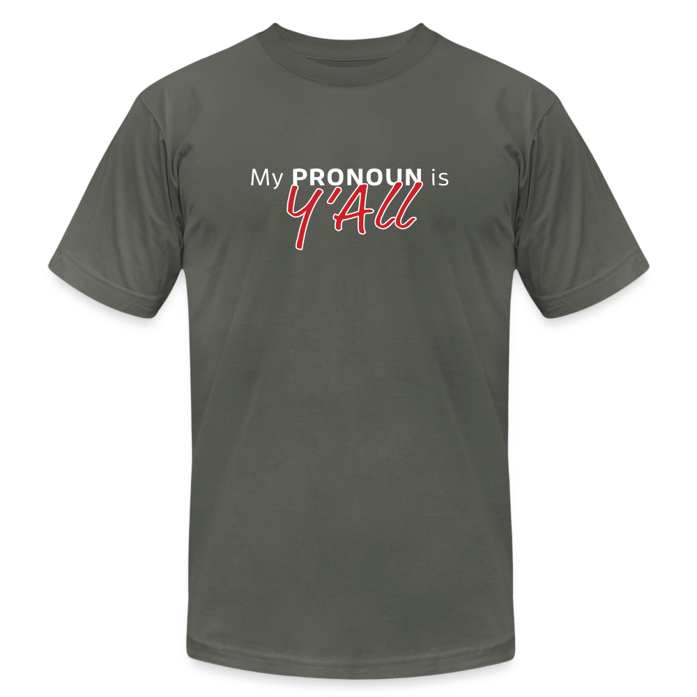 Pronoun Y'all - Mens Jersey T-Shirt by Bella + Canvas - asphalt