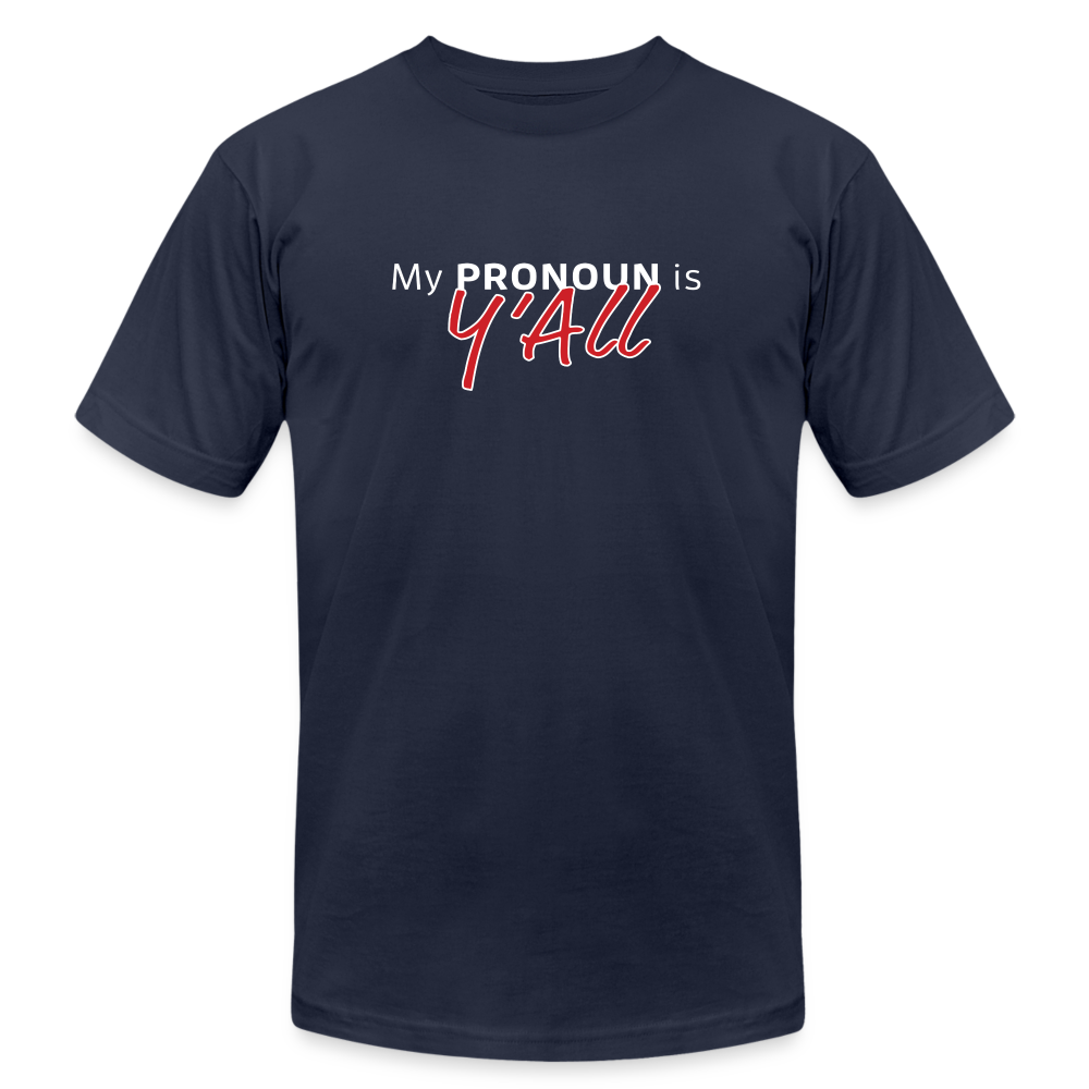 Pronoun Y'all - Mens Jersey T-Shirt by Bella + Canvas - navy