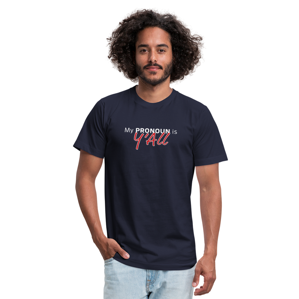 Pronoun Y'all - Mens Jersey T-Shirt by Bella + Canvas - navy