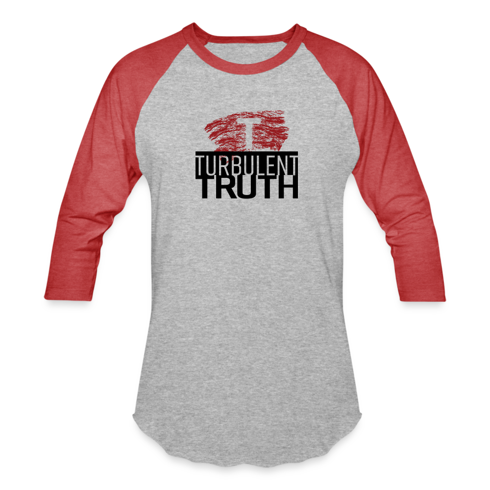 Turbulent Truth Baseball T-Shirt - heather gray/red