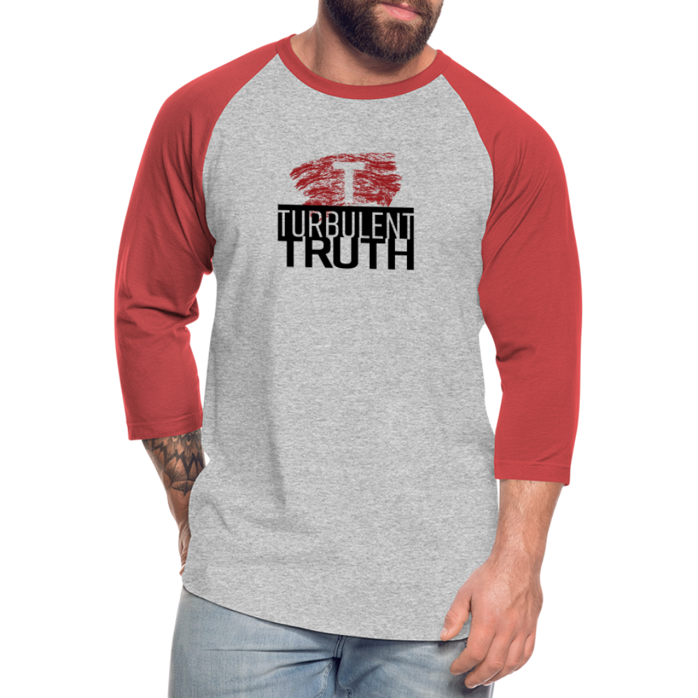 Turbulent Truth Baseball T-Shirt - heather gray/red