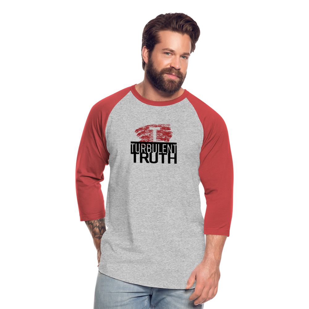 Turbulent Truth Baseball T-Shirt - heather gray/red