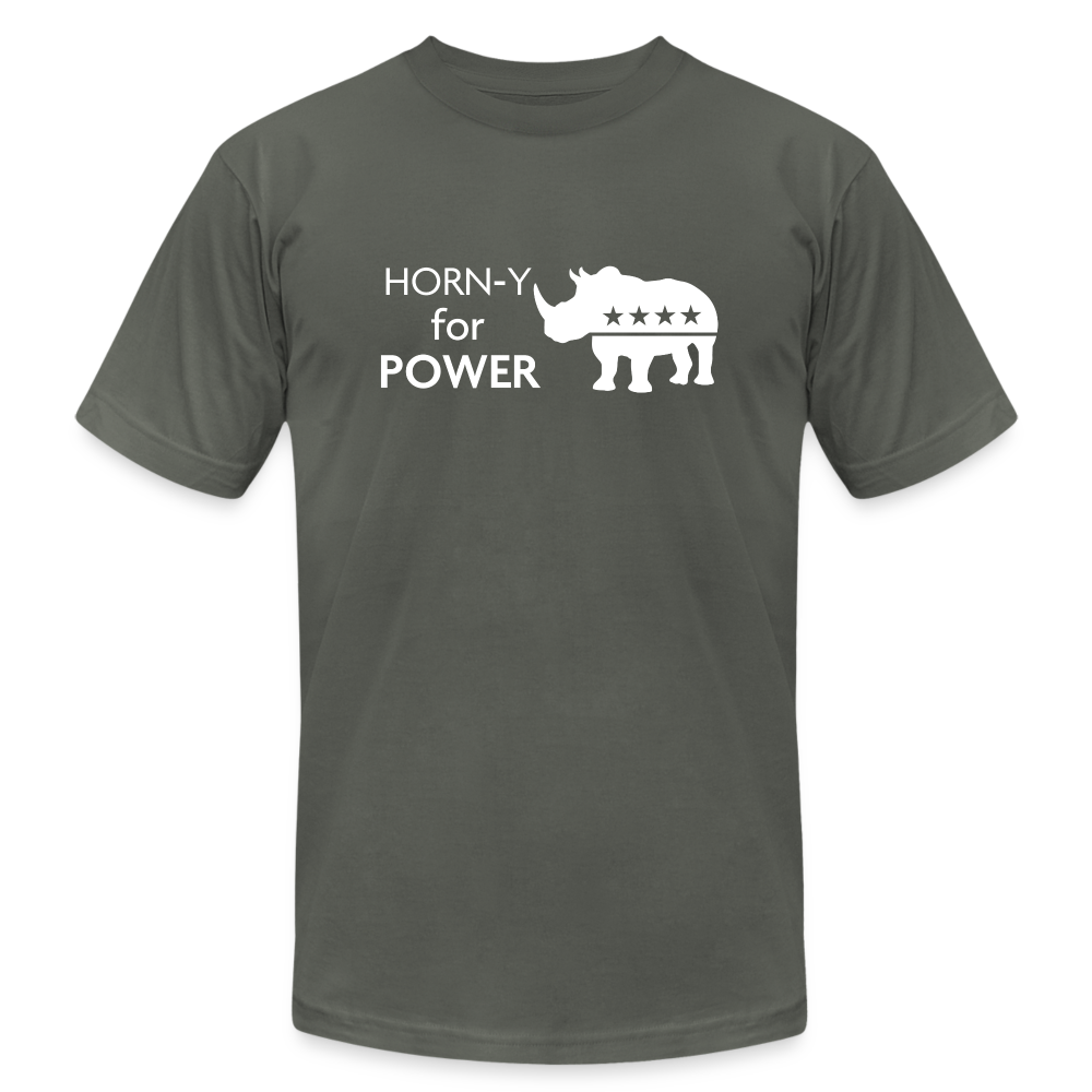 Horn-y for Power - Men's Jersey T-Shirt by Bella + Canvas - asphalt