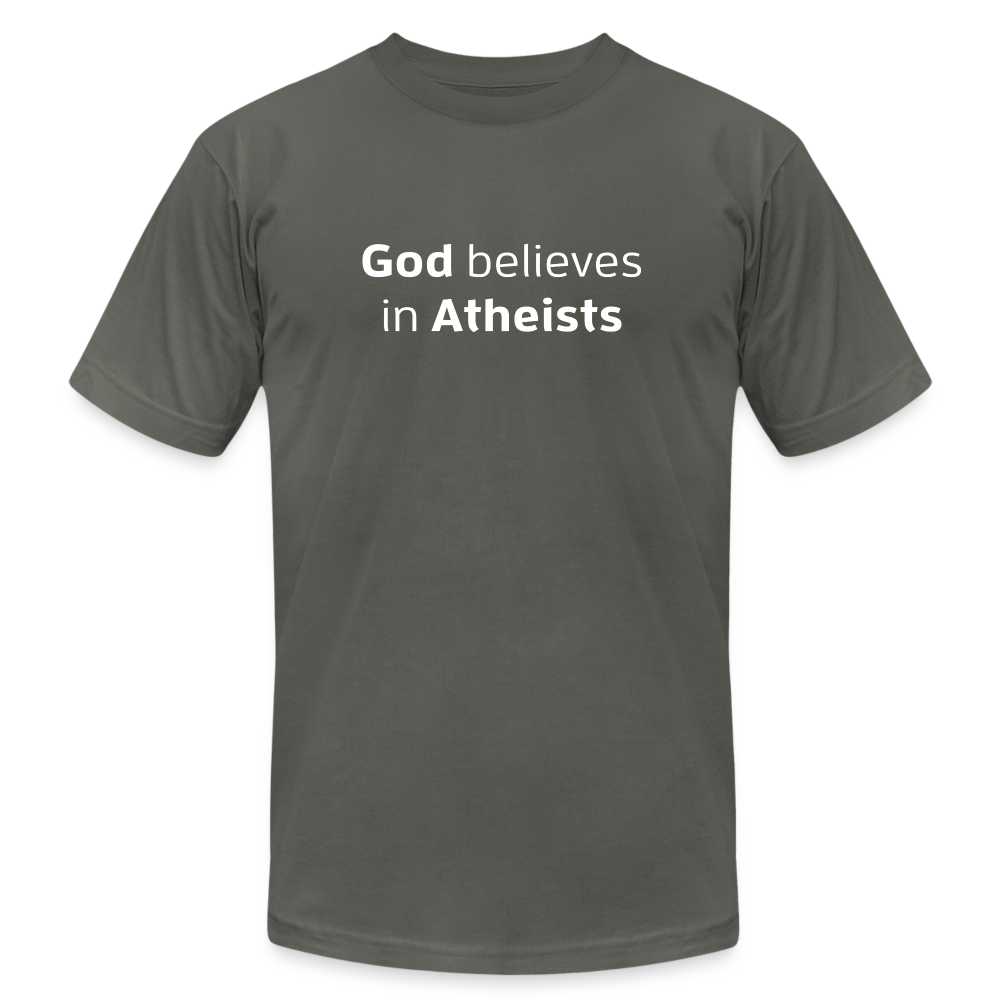 God in Atheists - Men's Jersey T-Shirt by Bella + Canvas - asphalt