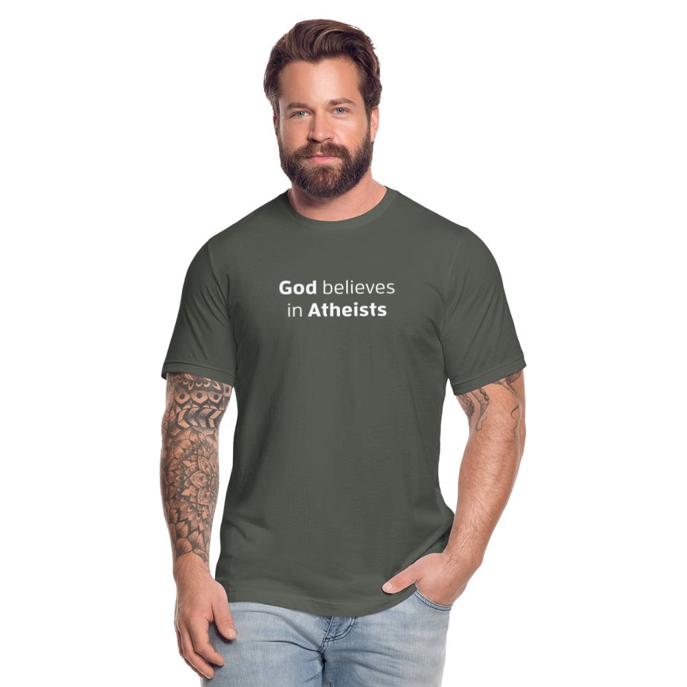 God in Atheists - Men's Jersey T-Shirt by Bella + Canvas - asphalt