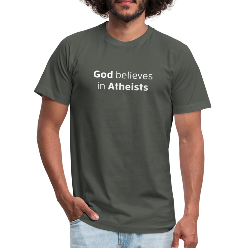 God in Atheists - Men's Jersey T-Shirt by Bella + Canvas - asphalt