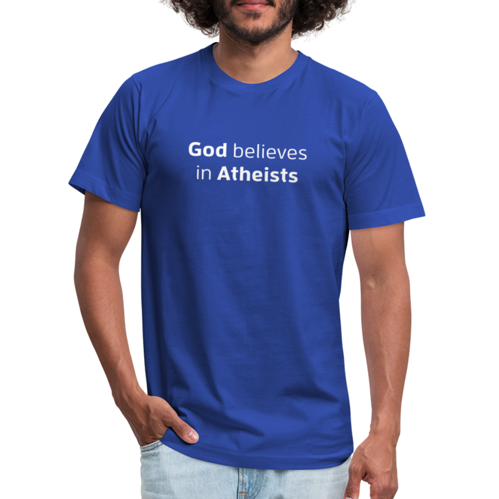 God in Atheists - Men's Jersey T-Shirt by Bella + Canvas - royal blue