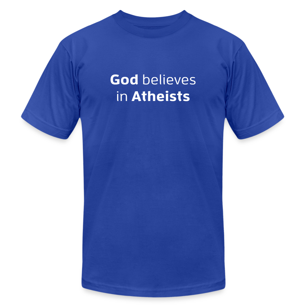 God in Atheists - Men's Jersey T-Shirt by Bella + Canvas - royal blue