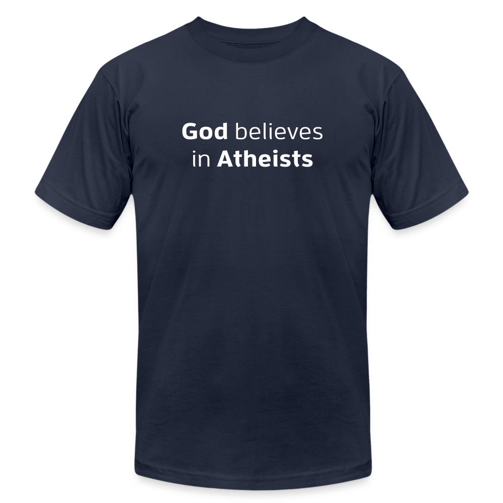 God in Atheists - Men's Jersey T-Shirt by Bella + Canvas - navy