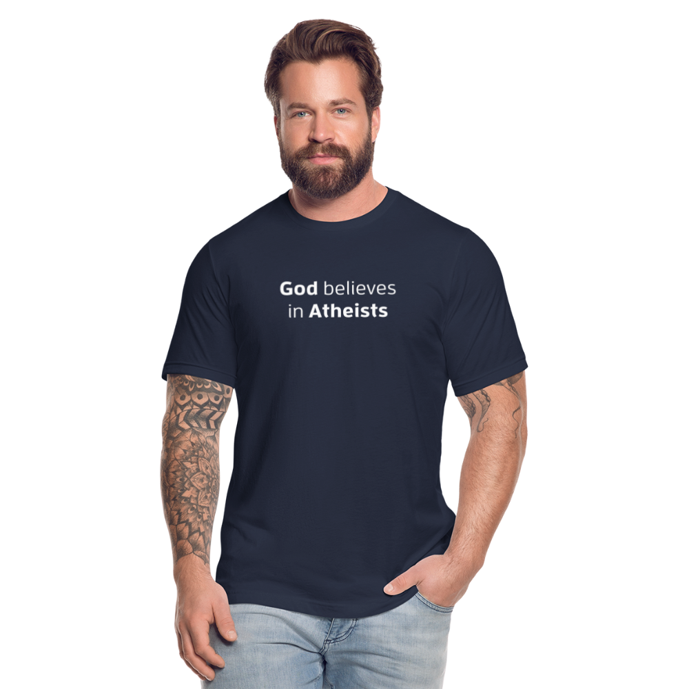 God in Atheists - Men's Jersey T-Shirt by Bella + Canvas - navy