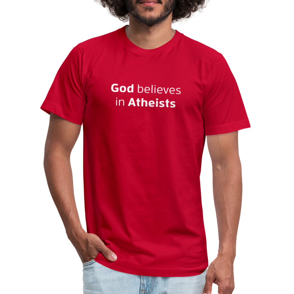 God in Atheists - Men's Jersey T-Shirt by Bella + Canvas - red