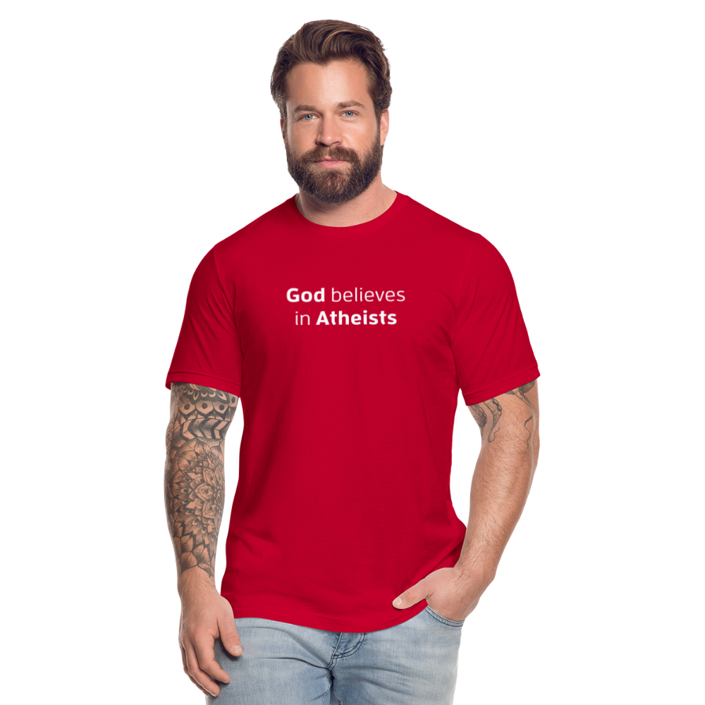 God in Atheists - Men's Jersey T-Shirt by Bella + Canvas - red