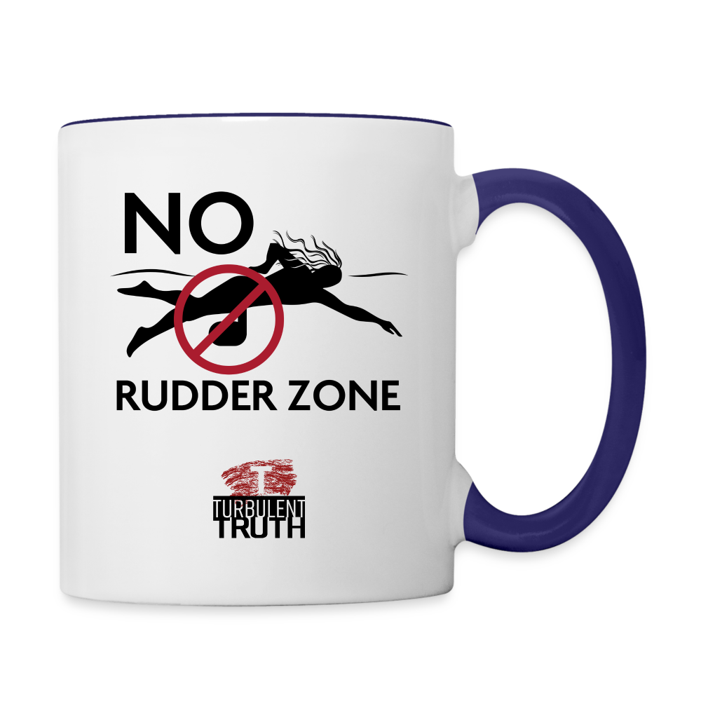 No Rudder - Contrast Coffee Mug - white/cobalt blue