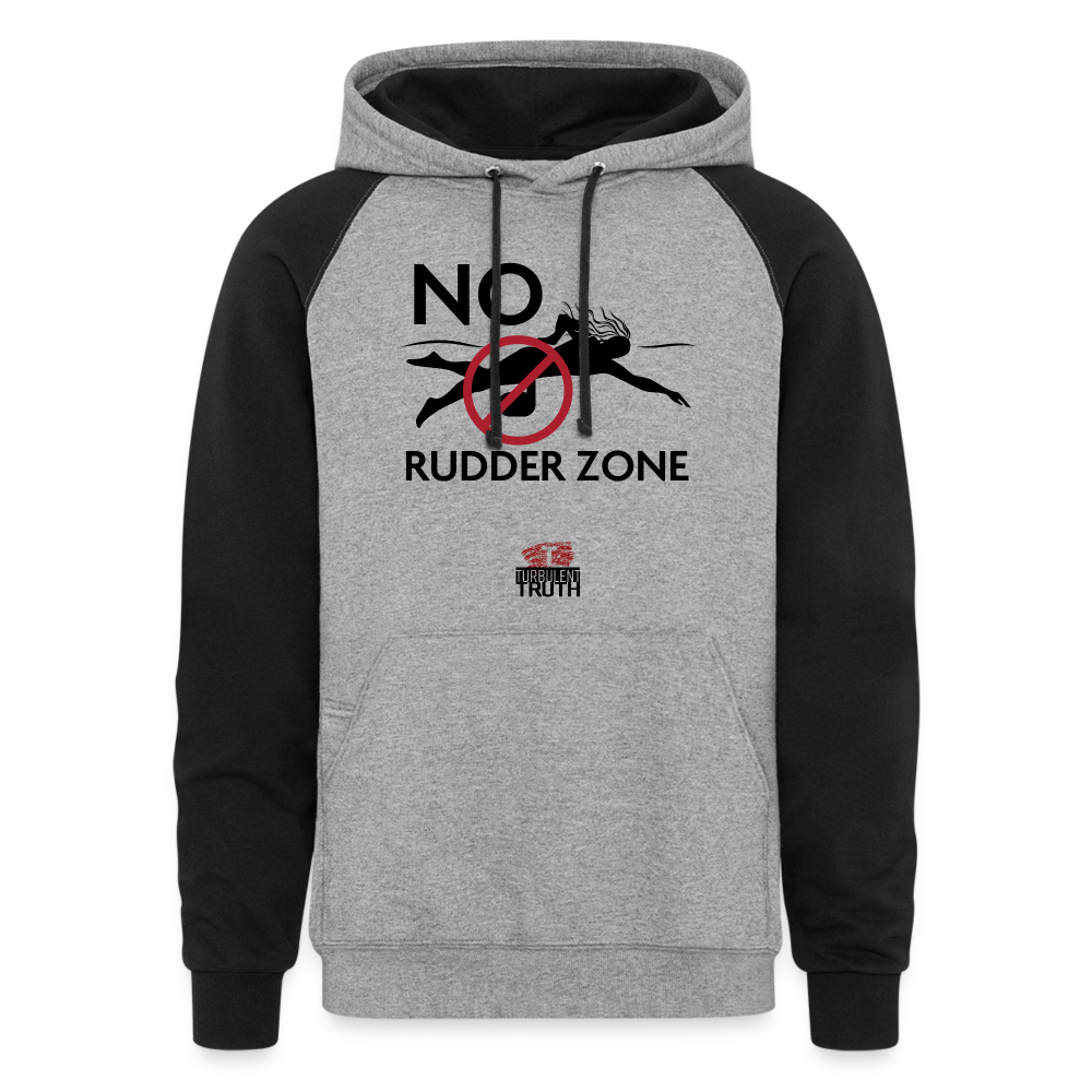 No Rudder Zone - Unisex Color Block Hoodie - heather gray/black