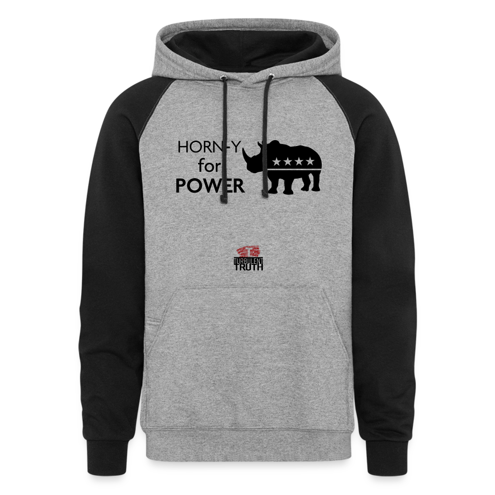 Horn-y for Power - Unisex Color Block Hoodie - heather gray/black